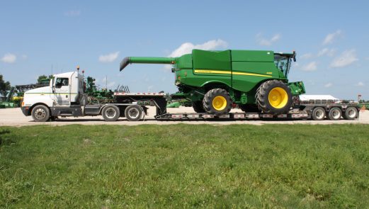 It took under 10 minutes to load this combine on a Jet RGN Trailer.